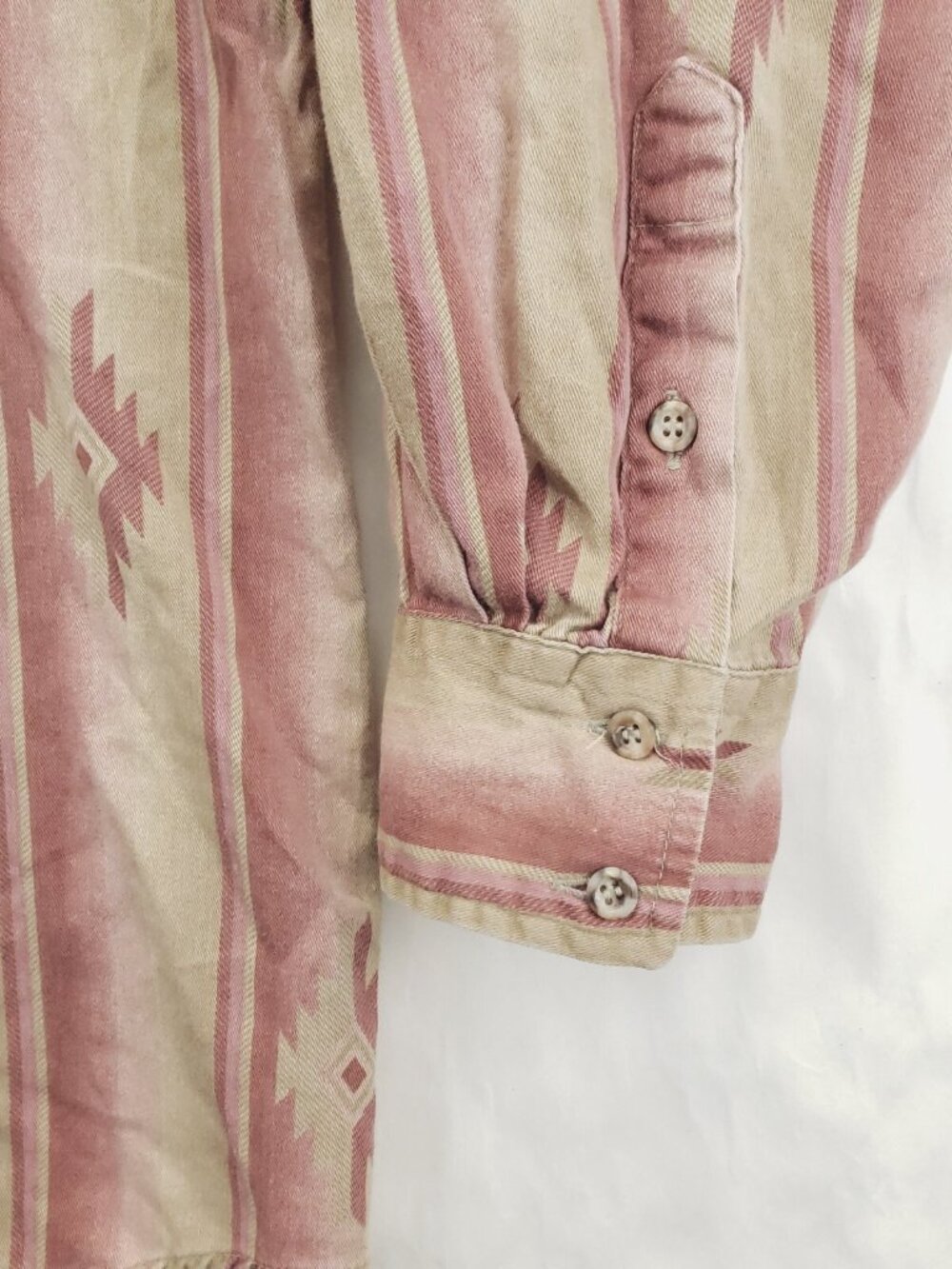 Cowboys Turtle Shirt Mens XL Pink Beige Western Southwest Aztec Long Sleeve - Picture 4 of 10
